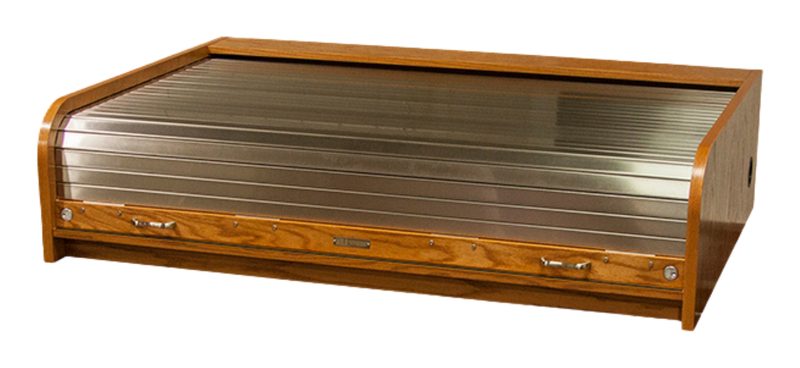 B-Custom DTEXT-II desktop extended rolltop desk with galvanized steel tambour doors and ILS locks
