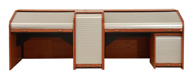 HH-Custom alternate build rolltop custom in Warm Cherry, front view of the closed sections