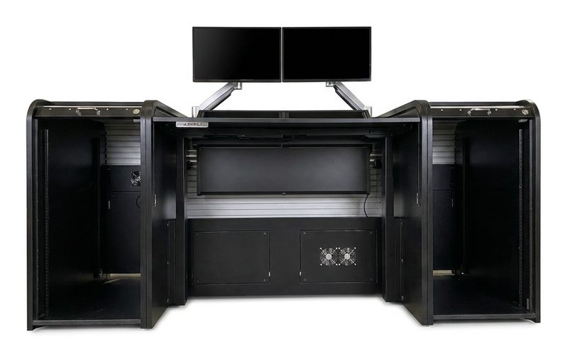 Ascension 25070 workstation rendered straight on with anodized rolltop closed