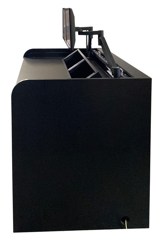 Ascension 25070-Turret-2x4 workstation, side view showing rack bay and lift column