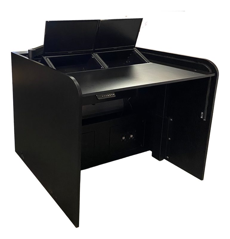 Ascension 25070-Turret-2x4 compact setup with dual monitor arms mounted