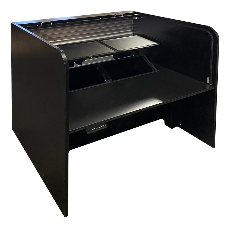 Ascension 25070-Turret-2x4 workstation, front angle view with turret and racks