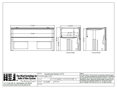 Ascension 1472 lift desk spec sheet with 72 inch width and lift specifications