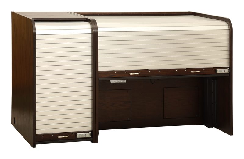 Ascension 1860-D desk paired with an Ascension 20RU-D rack in a matching finish