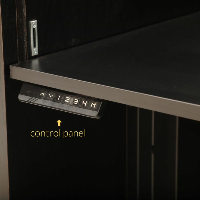 Ascension 1860-D lift desk control panel detail with programmable height presets