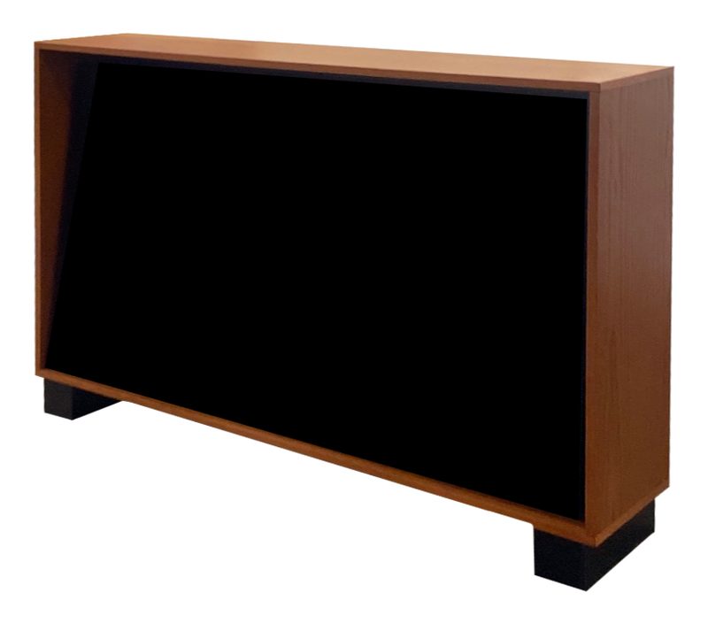 Stage video monitor cart in a dark finish, side view showing the mount and cart base