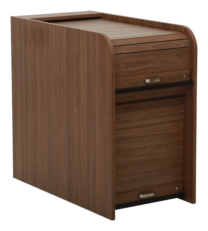EXTMINI-II Extended Mini Rolltop desk three-quarter view with the rolltop open