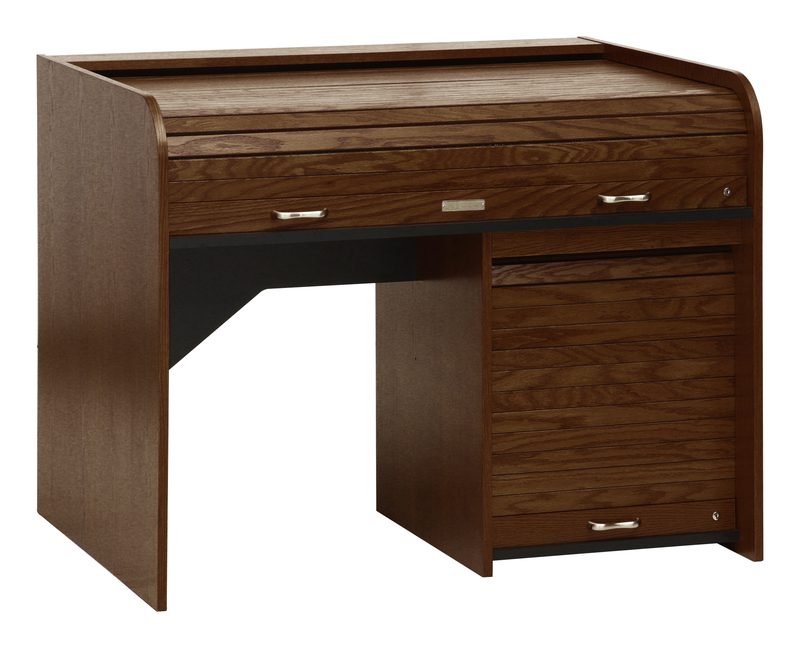 STDRT-II Standard Rolltop desk in Walnut finish, front view with the rolltop closed