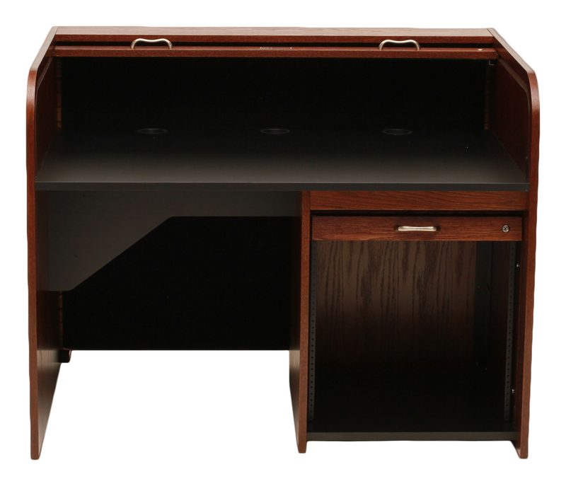 STDRT-II Standard Rolltop desk rear access view with the rack panel removed