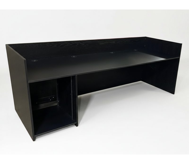 Clearspan CS-1x94xR1 broadcast desk, three-quarter view with the rolltop closed