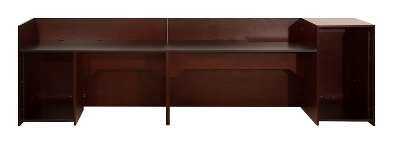 Clearspan CS-25013 broadcast desk in Antique Cherry with the rolltop open