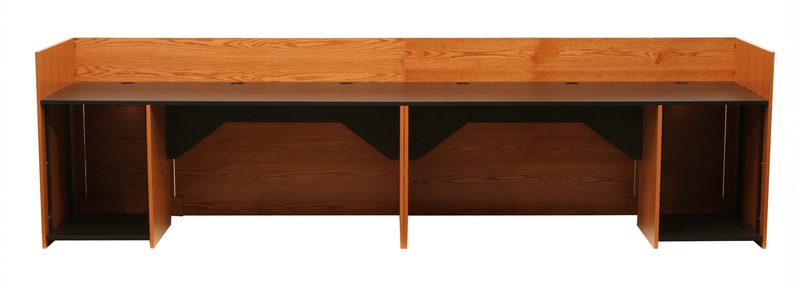 Clearspan CS-2x68 broadcast desk three-quarter view with the rolltop closed