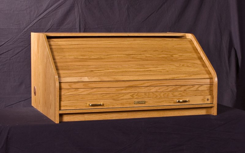 DTHRSTD-II Desktop Highrise Standard desk, three-quarter view with the tambour closed