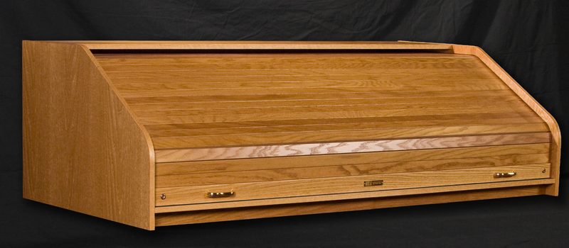 DTRTC-II Desktop Rolltop Custom desk, three-quarter view with the tambour closed