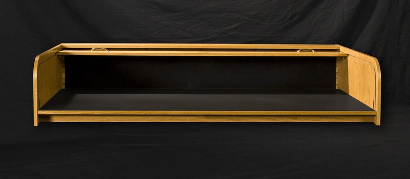 DTSXT-II Desktop Super Extended desk, tambour open showing the wide worksurface
