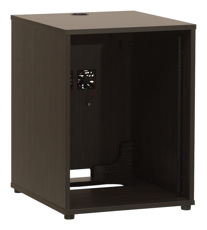 EXR Express Series A/V equipment rack in the smaller size, three-quarter view