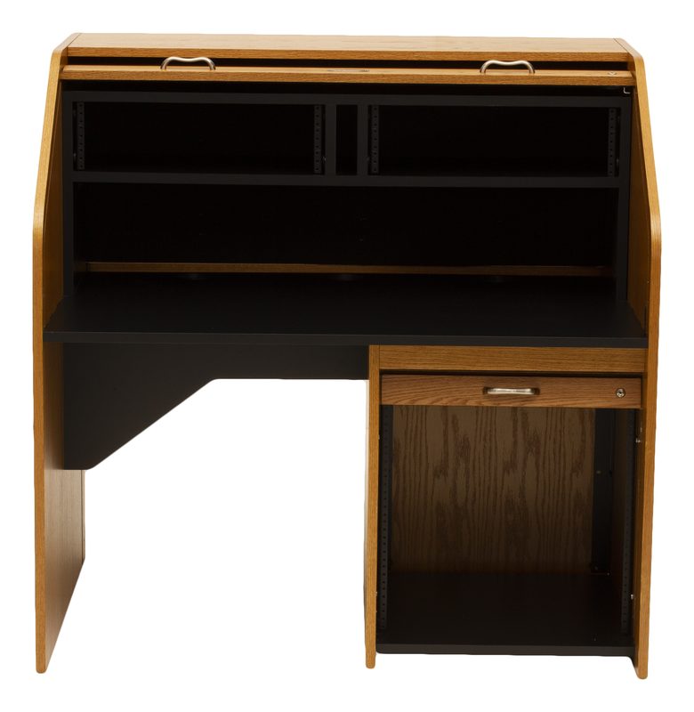 HRSTD-II High Rise Standard Rolltop desk wide view showing its height for scale