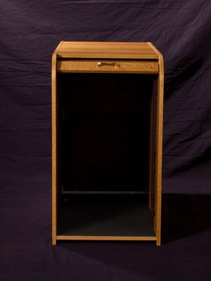 INS18RK-II Inspire Extended side rack, tambour open showing the 18 space rack rails