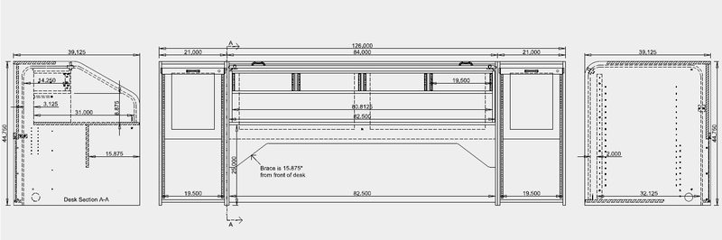 INSQUAD-II Inspire Rolltop Quad console, wide view with the upper rack bays