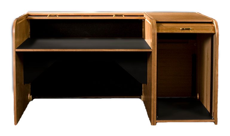 INSSTD-II Inspire Standard rolltop console in natural cherry, tambour open