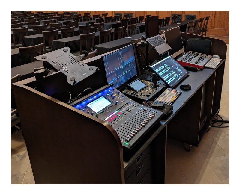 Open Series 22070 mobile production desk installed in a control room
