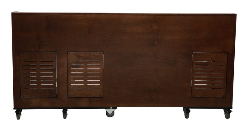 Open Series 22070 mobile production desk, rear view showing the vented panels