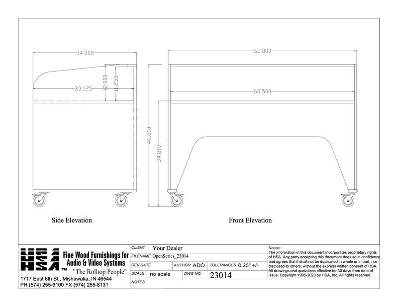 Open Series 23014 presentation desk, front view