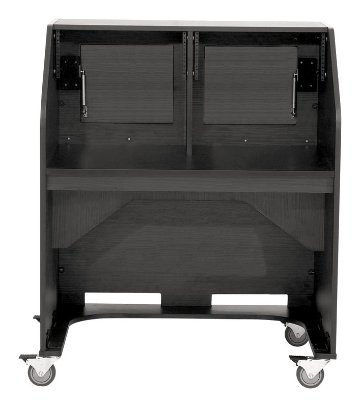 Open Series 20002 A/V workstation, straight front view with the 4RU upper rack space