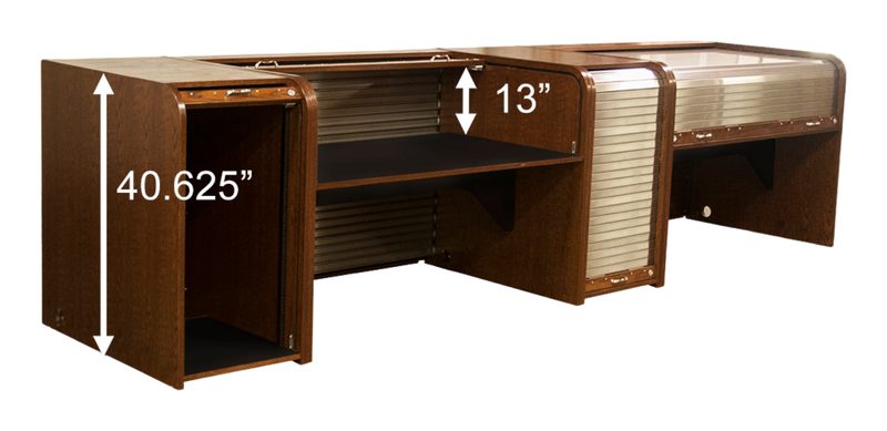 PLUS4 height option raising the rolltop on an Extended Rolltop desk
