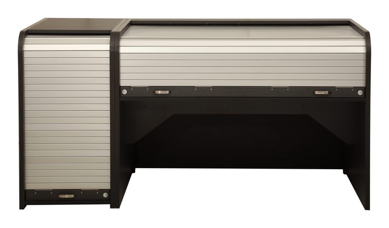 Close view of the anodized aluminum tambour surface on an HSA rack