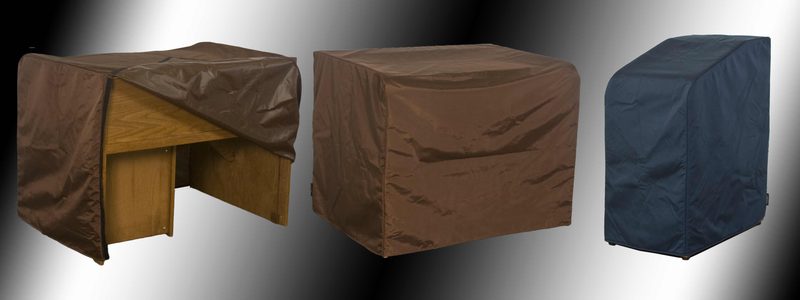 Non-padded and padded fitted covers shown on Standard Rolltop desk examples