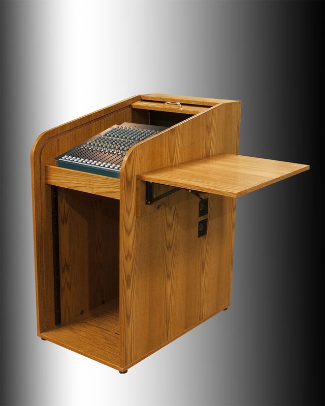 Folding side shelf raised on a PR1416 with a mixer in the PRMIXTOP