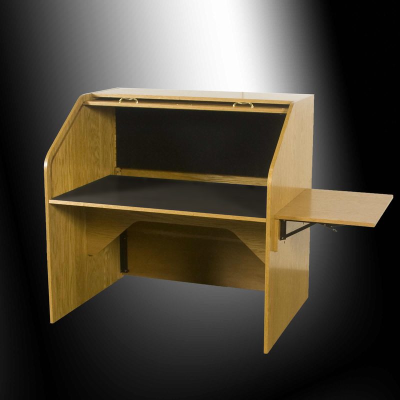 INSHRS-D desk body with a folding side shelf folded down at the right