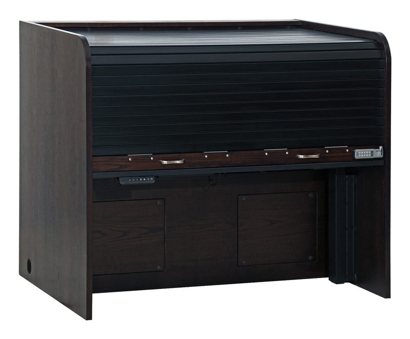 ASC20RU-D_AL-MB rack shown with powder coated aluminum tambours