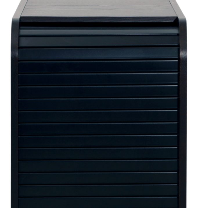 Powder coated black tambour detail showing the matte low reflection finish