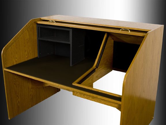 Turret style dual angled rack insert with an alternate upper rack bay above it