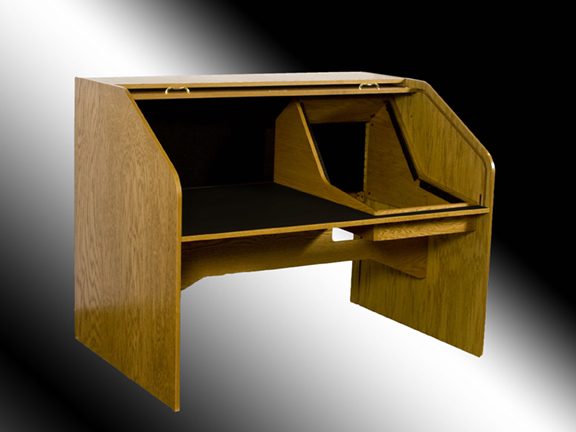 High Rise Extended desk with the turret style angled rack insert installed