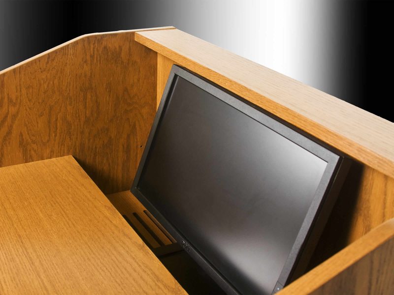 USAVID32 adjustable ventilated VIDEOBAY monitor bay with the USTAM32 tambour door closed