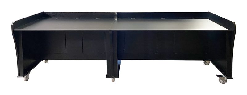 Custom PDS Series presentation desk front view in a light wood finish