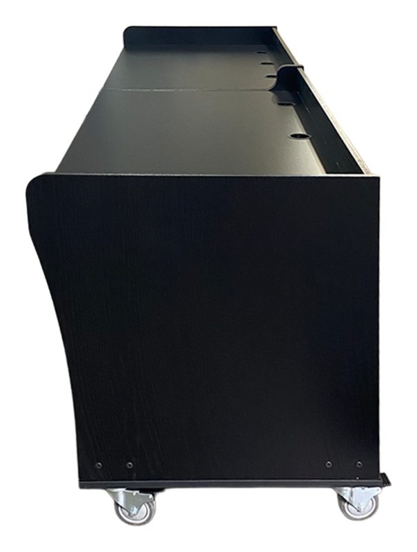 Custom PDS Series desk hard right side view with the rolltop raised