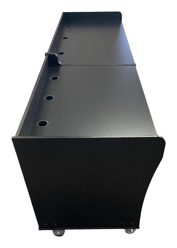Custom PDS Series desk hard left side view showing the low profile console body