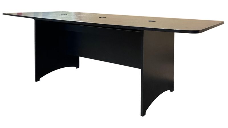Podcasting desk, rear view showing the technology bay and cable trough system