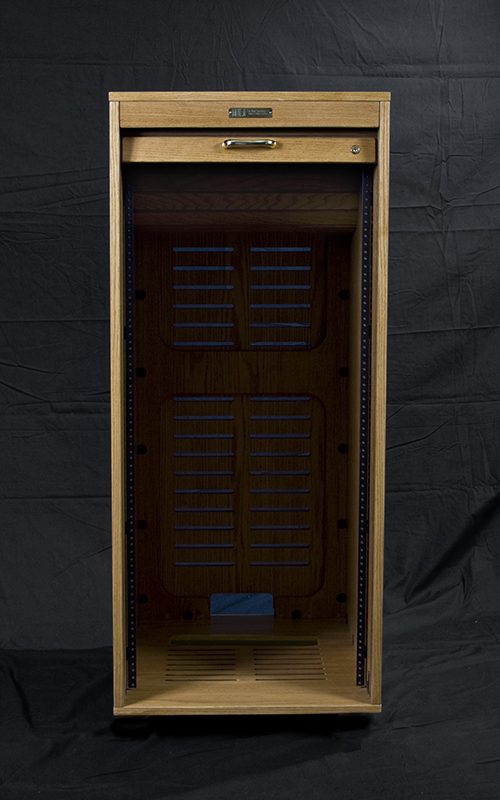 RR24 Roll Rack 24 open, showing 24 rack spaces and the ventilated floor