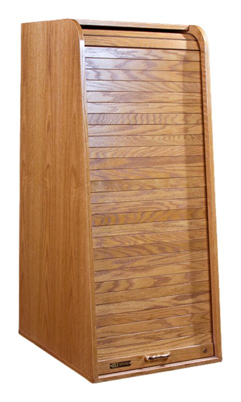 SLRR24-II Slant rack with the locking tambour rolltop covering the tilted bay