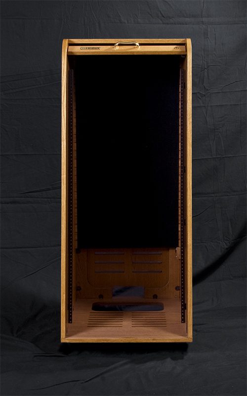 SLRR24-II Slant rack open, showing the up-tilted 24 space rack rails